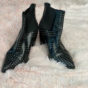 Leather Topshop black studded booties size EU 38.